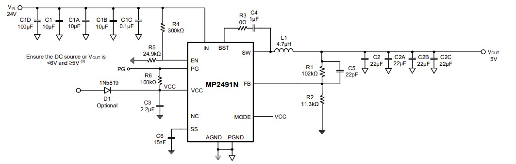 Schematic - Monolithic Power Systems (MPS) EVL2491N-QB-00A Evaluation Board